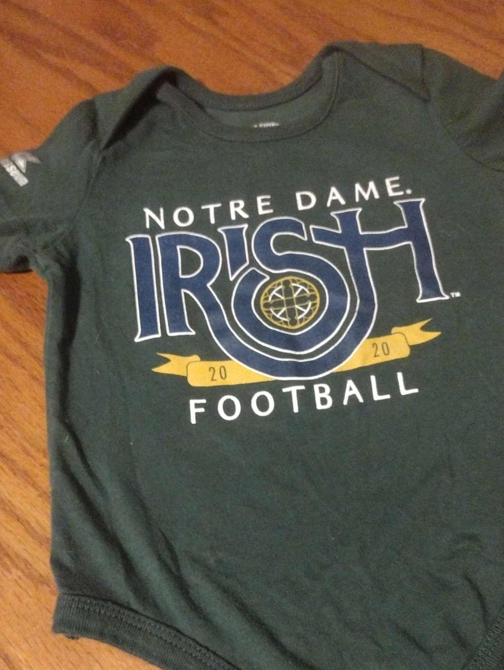 Notre Dame Irish Green Kids Football Onesie 3-6 mo
